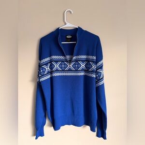 Vintage Meister Fair Isle Ski Quarter Zip Sweater Wool Blend size Large